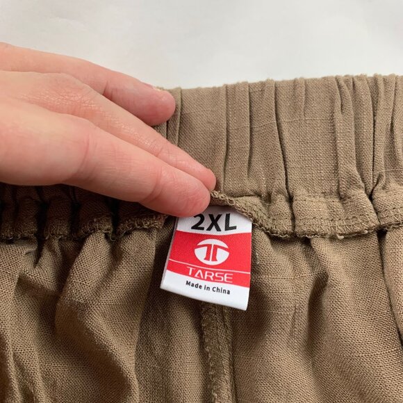 Tarse Brown Linen Blend Relaxed Leg Lounge Pant 2XL - Picture 3 of 6